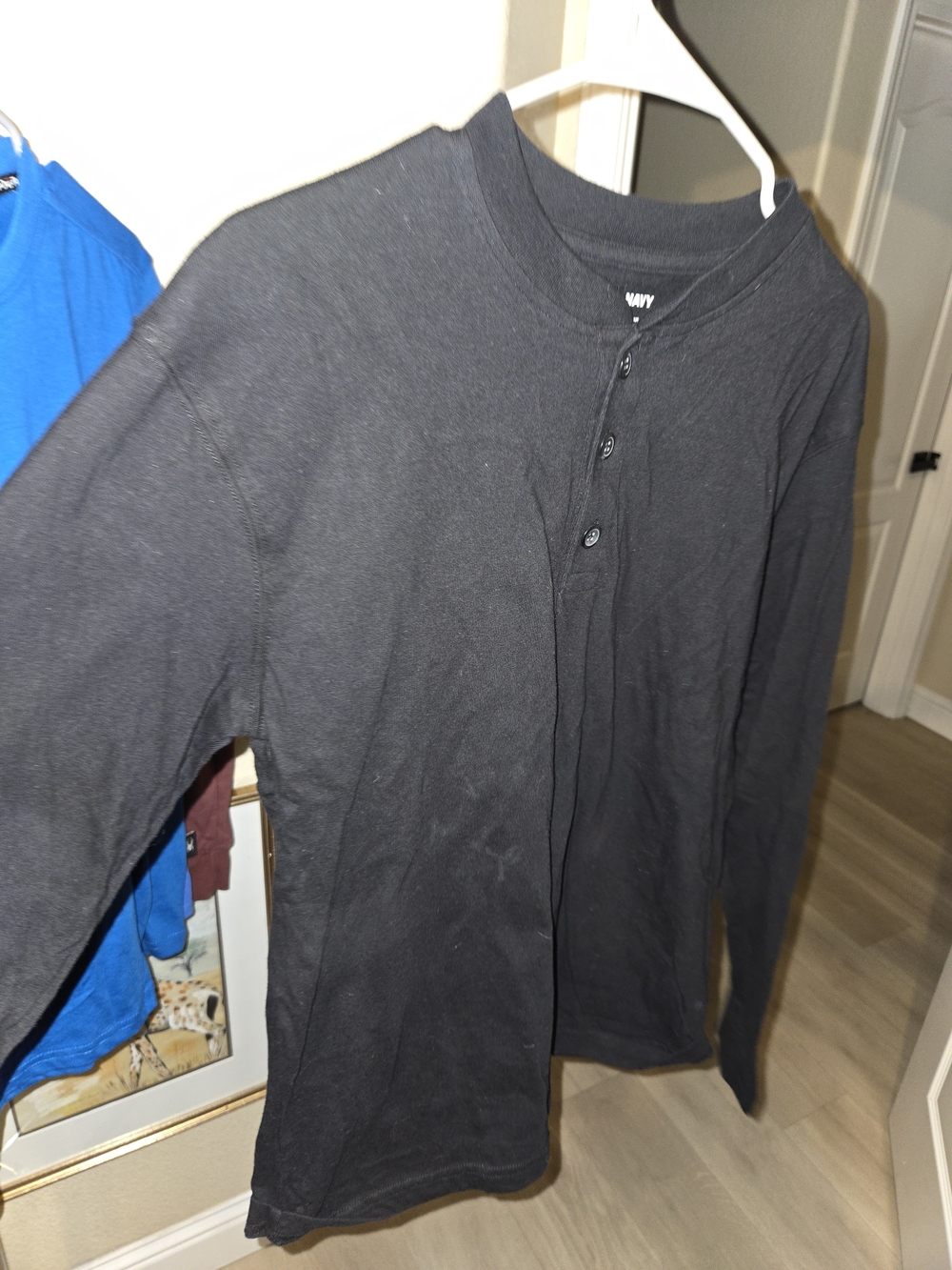 Old Navy Black Long-Sleeve Henley Shirt